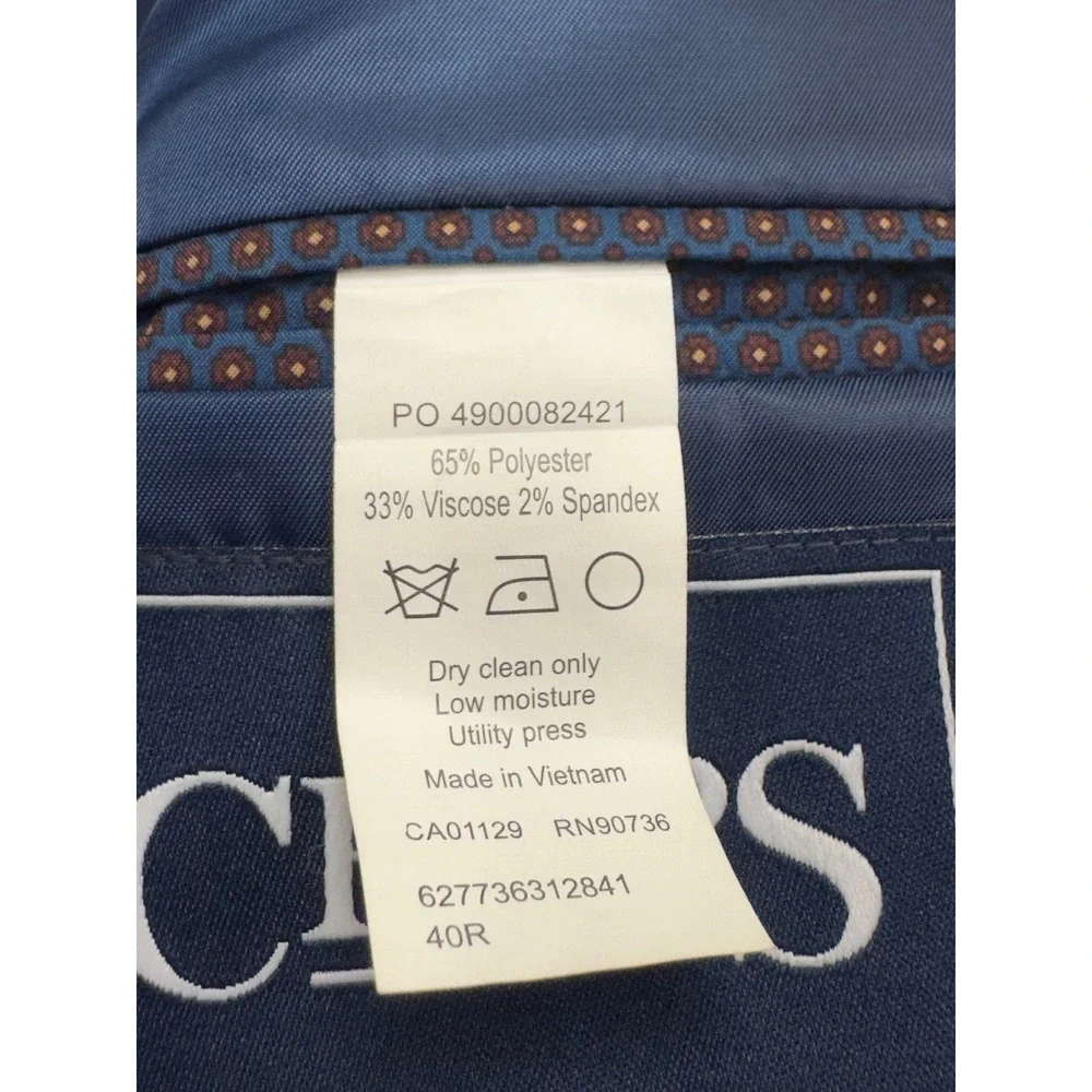 Chaps Blazer Mens 40R Blue Textured Two Button Single Vent Jacket Academia Prep